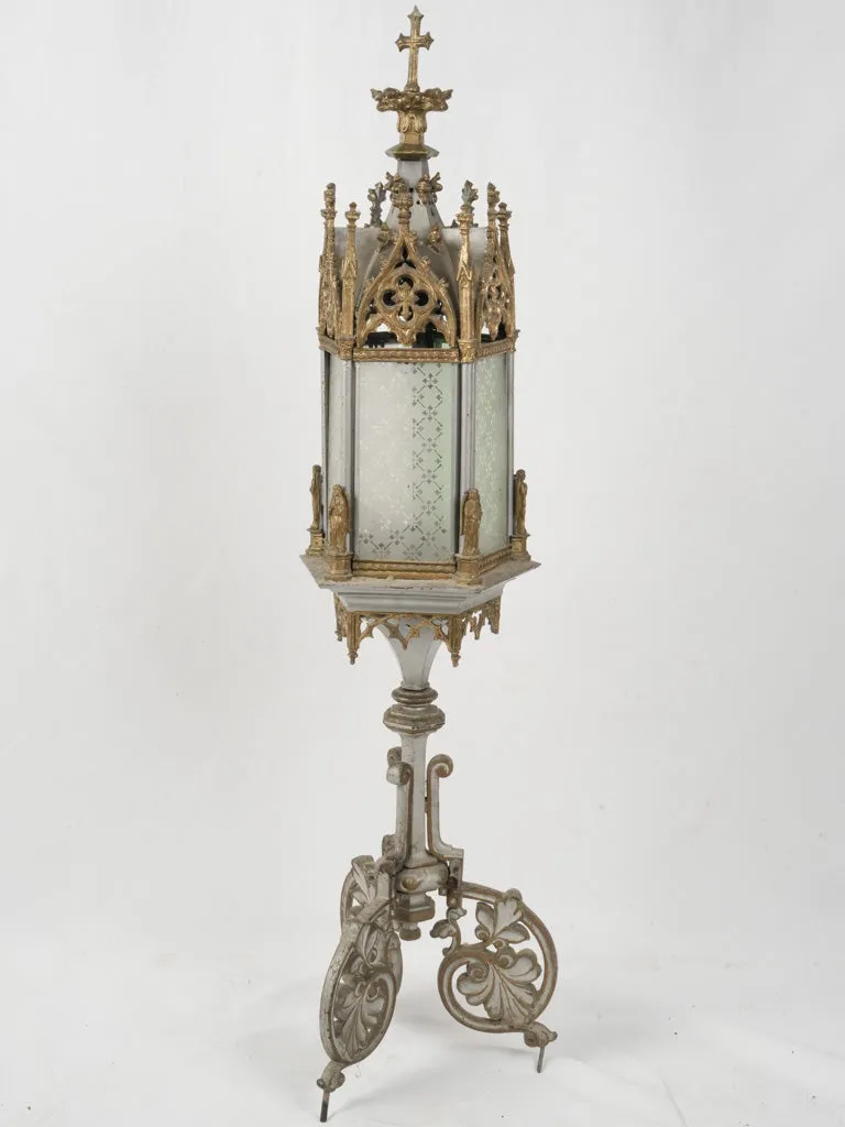 19th-Century Gothic Revival Candlestick Lantern in the Style of Viollet-le-Duc 46¾"