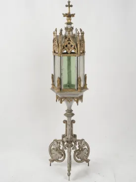 19th-Century Gothic Revival Candlestick Lantern in the Style of Viollet-le-Duc 46¾"