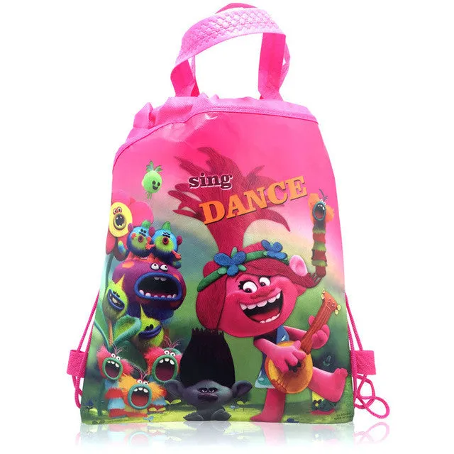 1PCS Trolls Children Cartoon Drawstring Backpacks School Shopping Bags 34*27CM Non Woven Fabrics Kids Birthday Party Best Gift