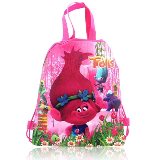 1PCS Trolls Children Cartoon Drawstring Backpacks School Shopping Bags 34*27CM Non Woven Fabrics Kids Birthday Party Best Gift