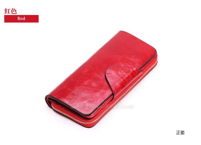 2016  Hot Sales First Layer Of Cowhide Female Wallets Zipper Genuine Leather Long Design Lovers Men/Women Wallets