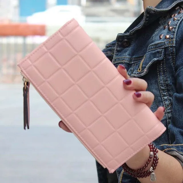 2016 New Fashion Stereoscopic Square Women Wallets Embossed Wallet Female Clutch Double Zipper Purses Carteira Feminia Gift