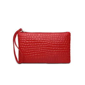 2017 New Fashion Handbag Womens Crocodile PU Leather Zipper Solid Colors Clutch Handbag Bag Coin Purse Crocodile purse Clutch