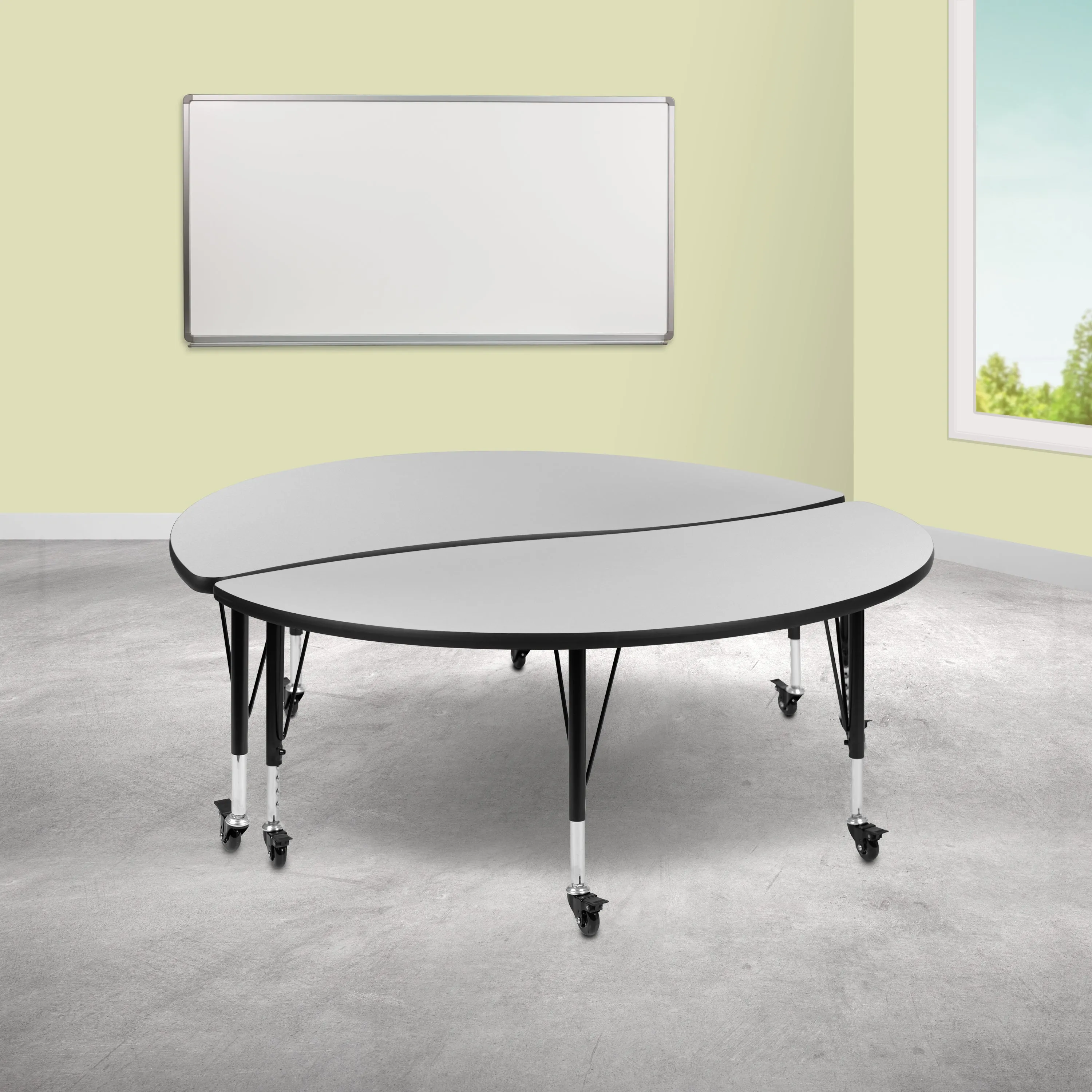 2PC 60" Circle Grey Table Set XU-GRP-A60-HCIRC-GY-T-P-CAS-GG