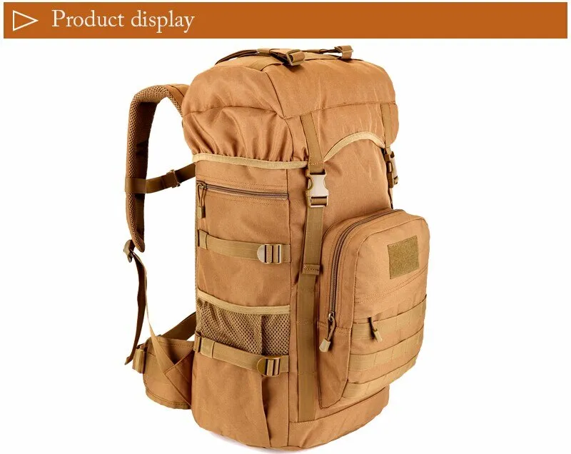 50L Molle/PALS Top Loaded Hiking Rucksack with Raincover