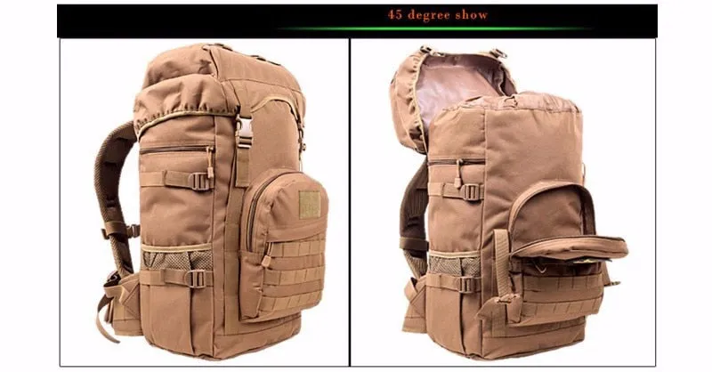 50L Molle/PALS Top Loaded Hiking Rucksack with Raincover