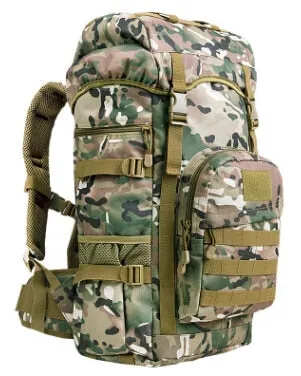 50L Molle/PALS Top Loaded Hiking Rucksack with Raincover