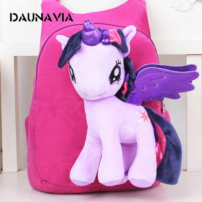 Anime Backpack Cartoon Lovely Little Horse Kindergarten School Bags 3D Poni Unicorn Doll Plush Backpack Toys for Children Gift