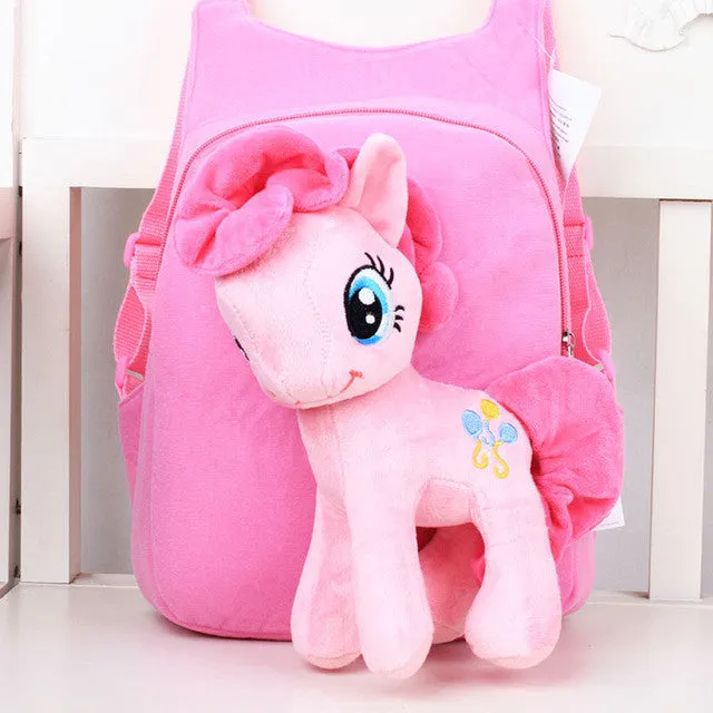 Anime Backpack Cartoon Lovely Little Horse Kindergarten School Bags 3D Poni Unicorn Doll Plush Backpack Toys for Children Gift