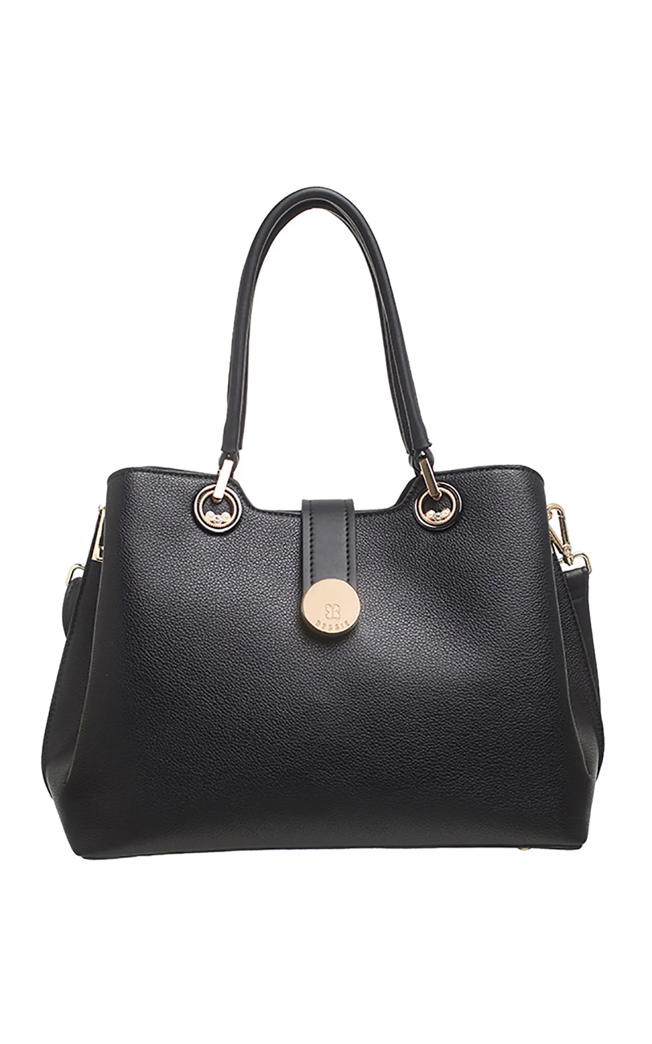 Black Medium Lady Tote Handbag - Bessie London