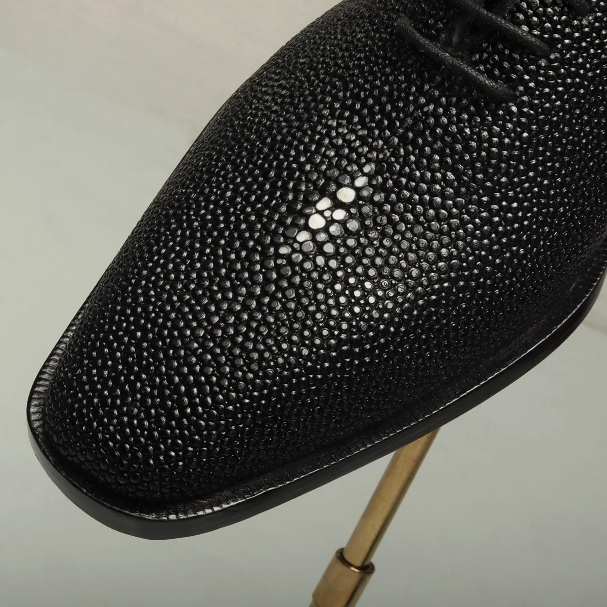 Black Oxfords Lace-Up Formal Shoes in Exotic Stingray Fish Leather