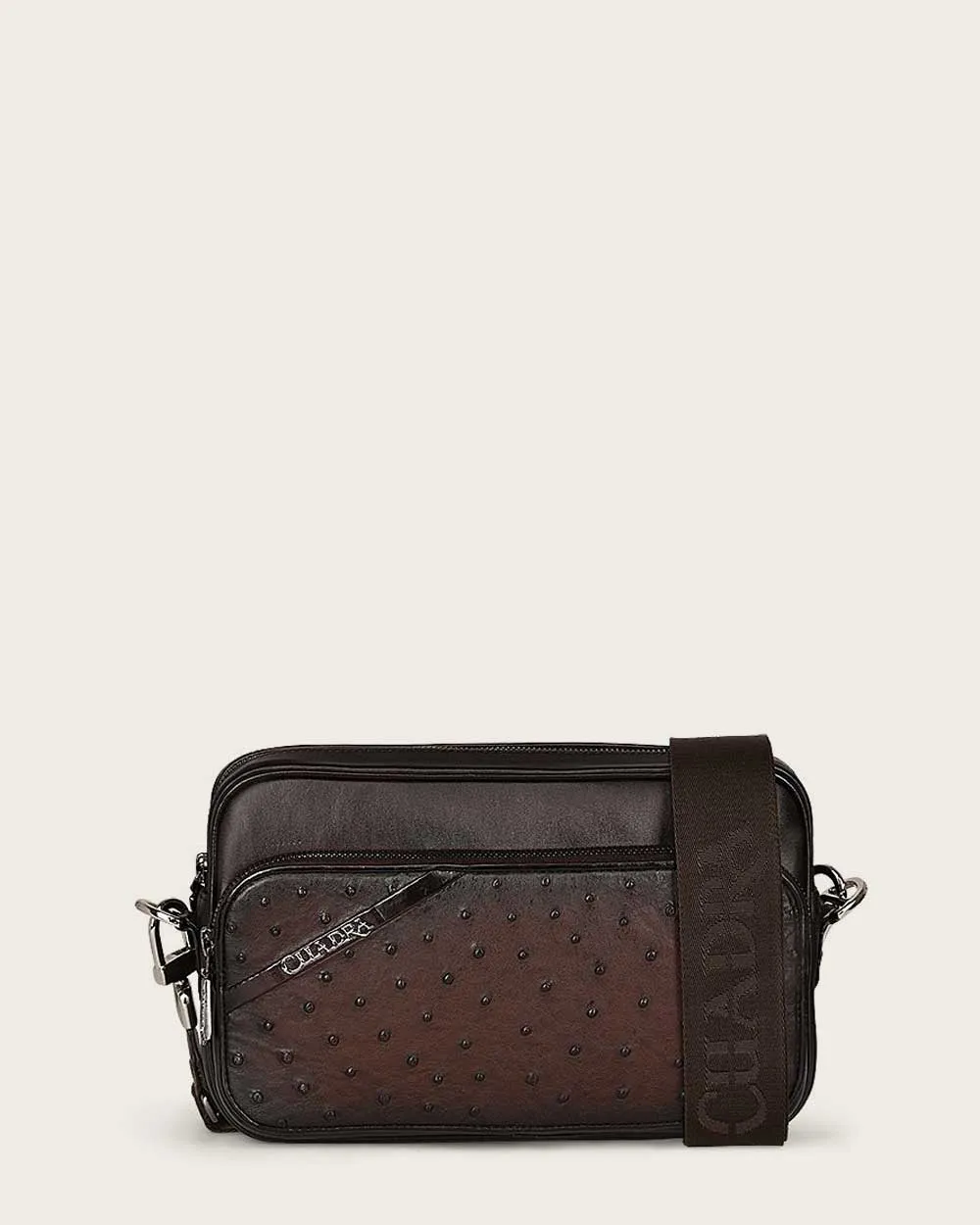 Brown ostich shoulder bag