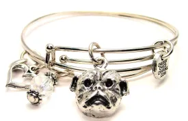 Bulldogs Mascot Expandable Bangle Bracelet Set