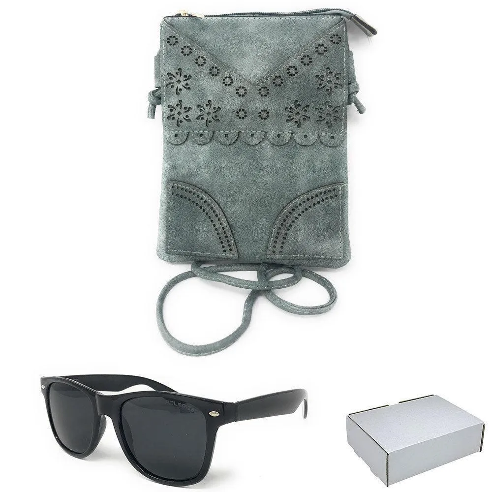 Casaba Designer Crossbody Bag Satchel & Sunglasses Gift Set For Women Mom Wife