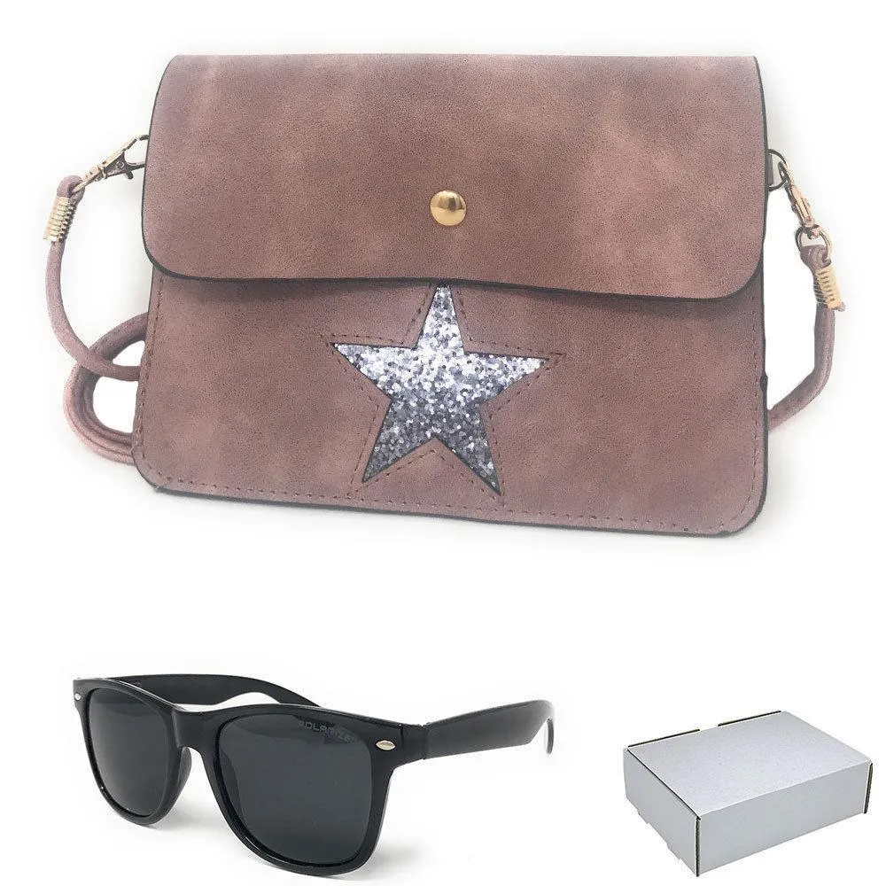 Casaba Designer Crossbody Bag Satchel & Sunglasses Gift Set For Women Mom Wife