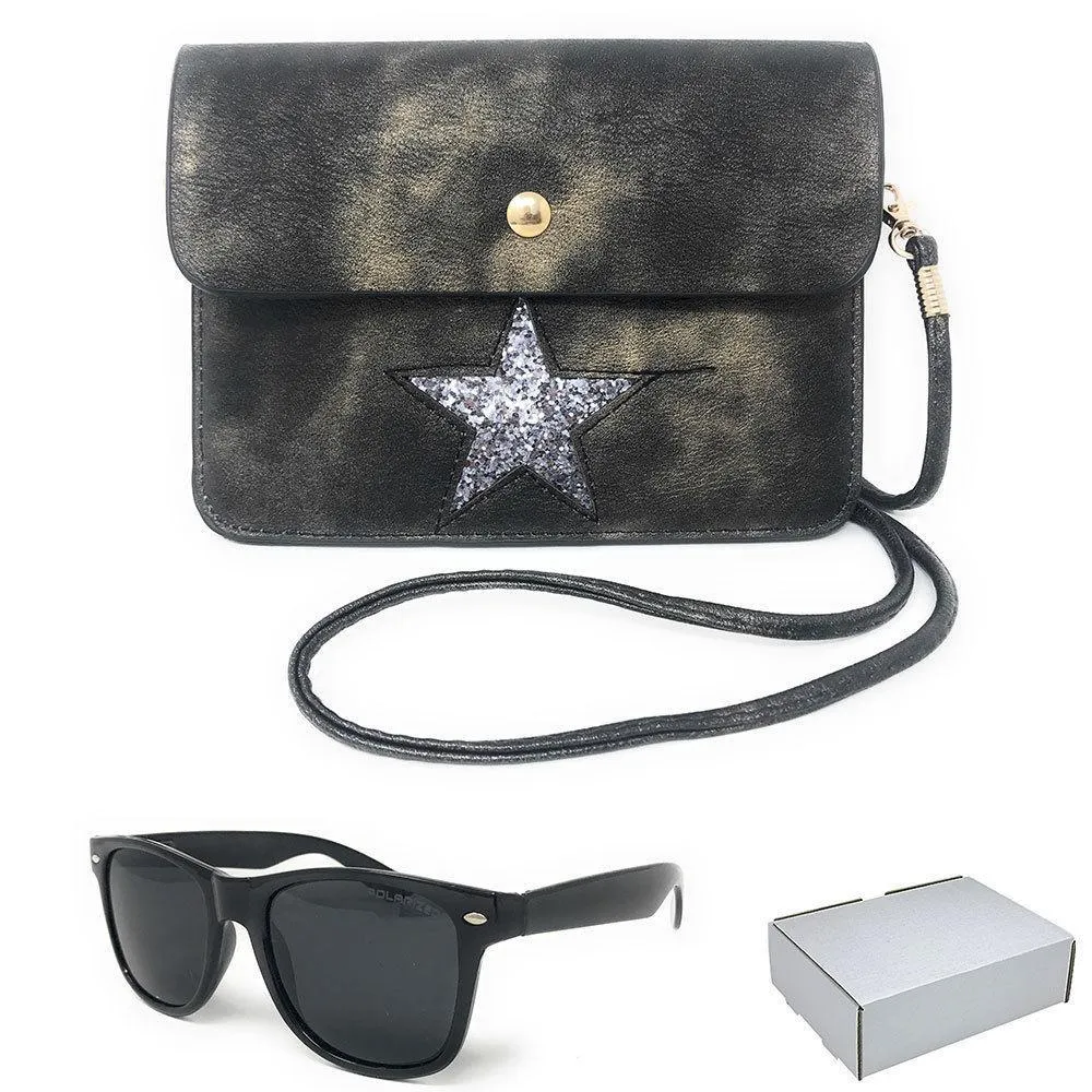 Casaba Designer Crossbody Bag Satchel & Sunglasses Gift Set For Women Mom Wife