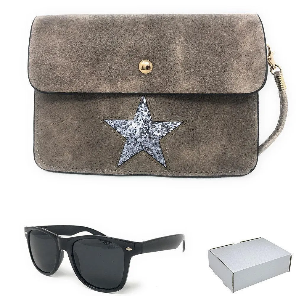 Casaba Designer Crossbody Bag Satchel & Sunglasses Gift Set For Women Mom Wife