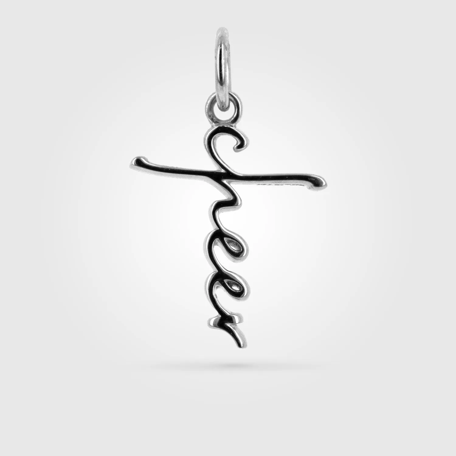 Cheer Cross Bracelet Charm | Sterling Silver