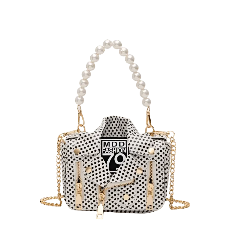 Chic Designer Women Messenger Bags with Pearl Handle and Chain Strap