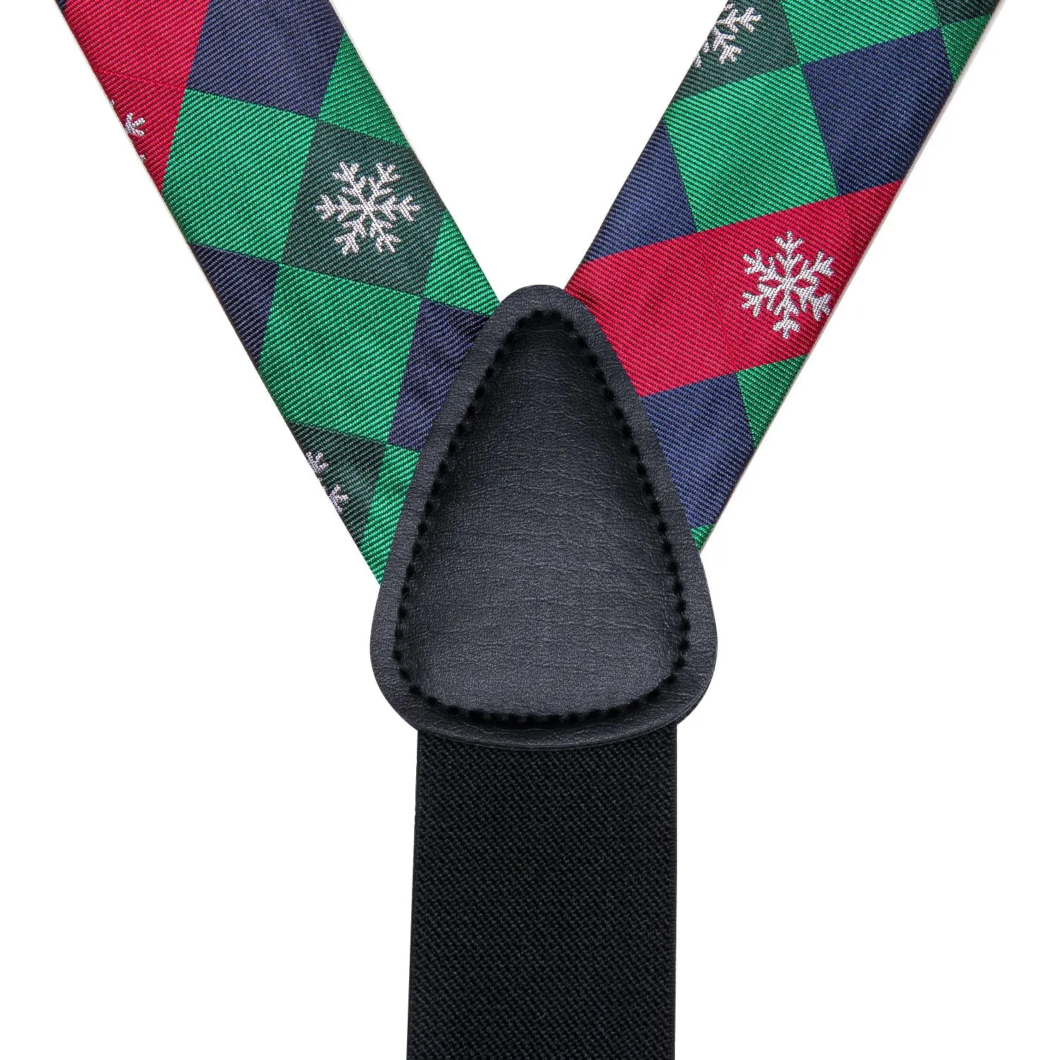 Christmas Green Red Blue Novelty Y Back Brace Clip-on Men's Suspender with Bow Tie Set