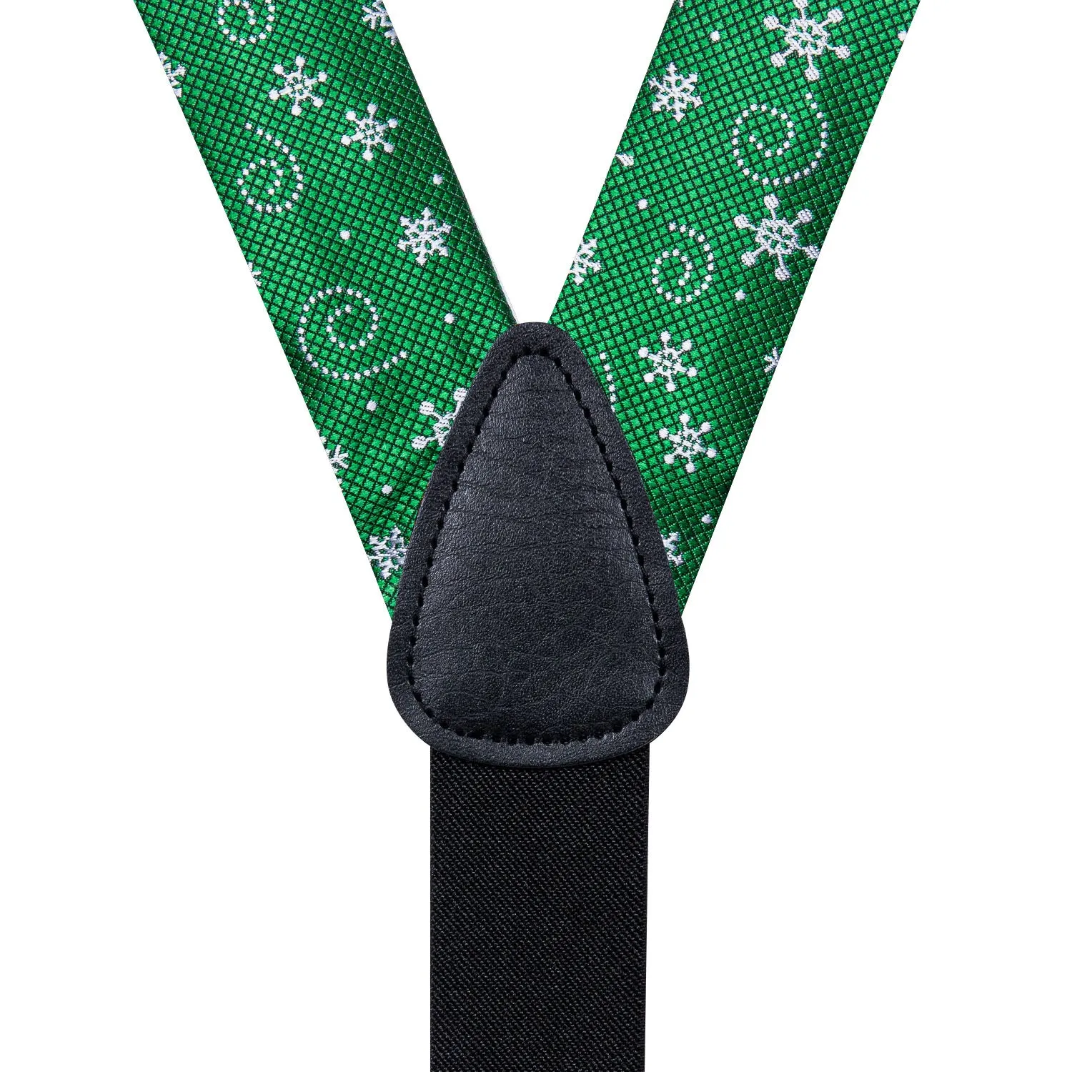 Christmas Green Snow Novelty Y Back Brace Clip-on Men's Suspender with Bow Tie Set