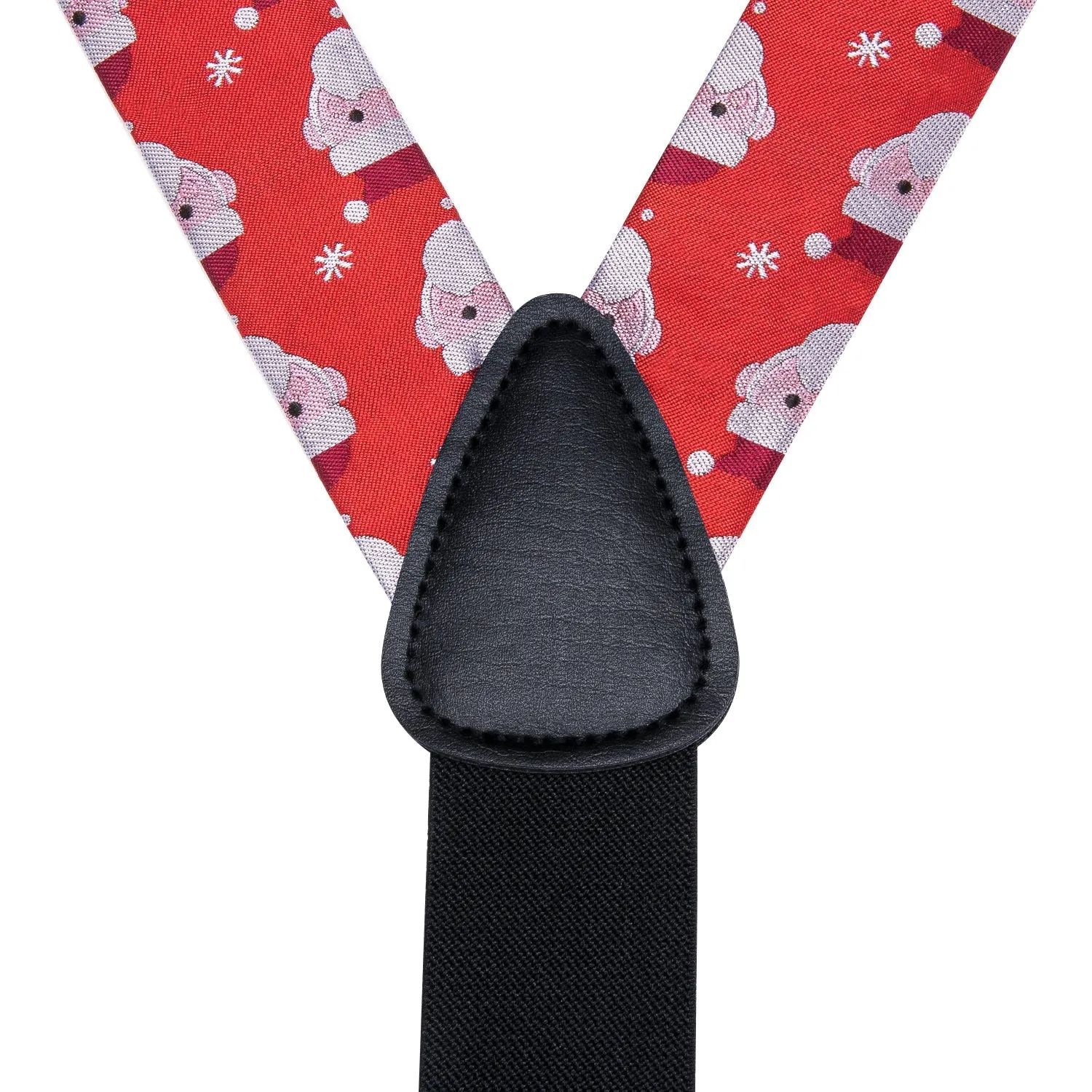 Christmas Red Santa Claus Y Back Brace Clip-on Men's Suspender with Bow Tie Set