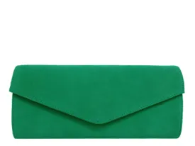 Clutch Handbag Suede - Green Emerald