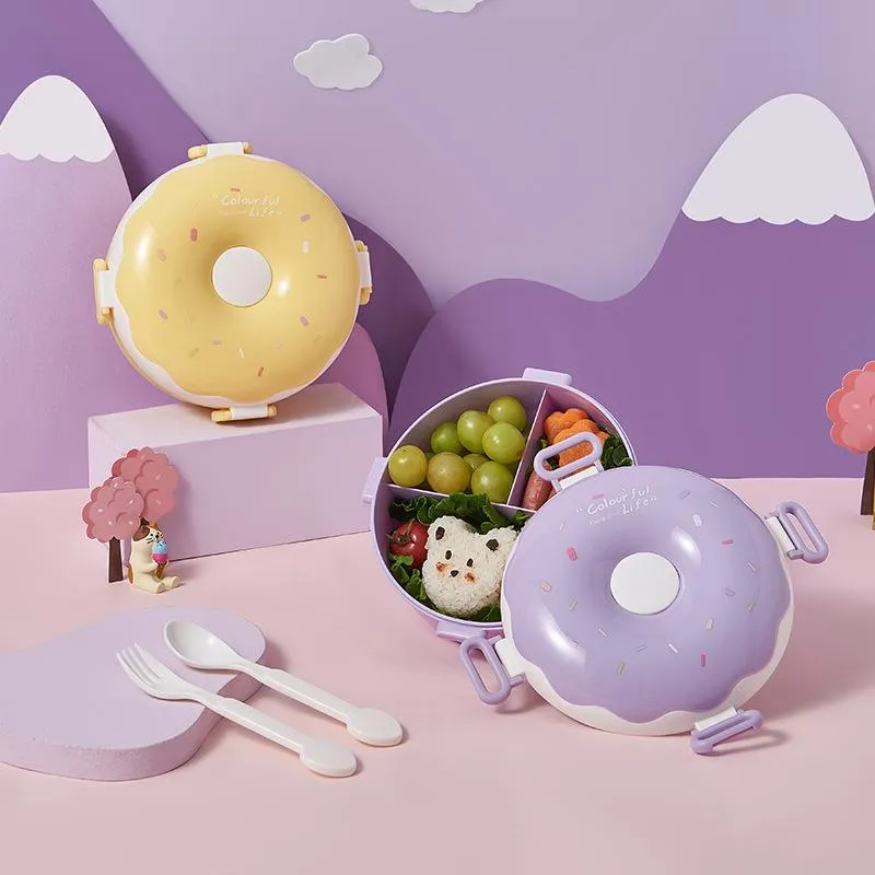 Cute Donut Plastic Bento Lunch Box for Kids