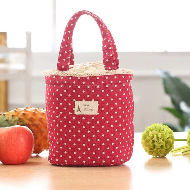 Cute lunch Bag Portable Insulated Cooler Bags Dot Eiffel Tower Thermal Food Picnic Lunch Bags Women kids Men Lunch Box Bag Tote