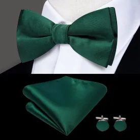 DarkGreen Solid Y Back Brace Clip-on Men's Suspender with Bow Tie Set