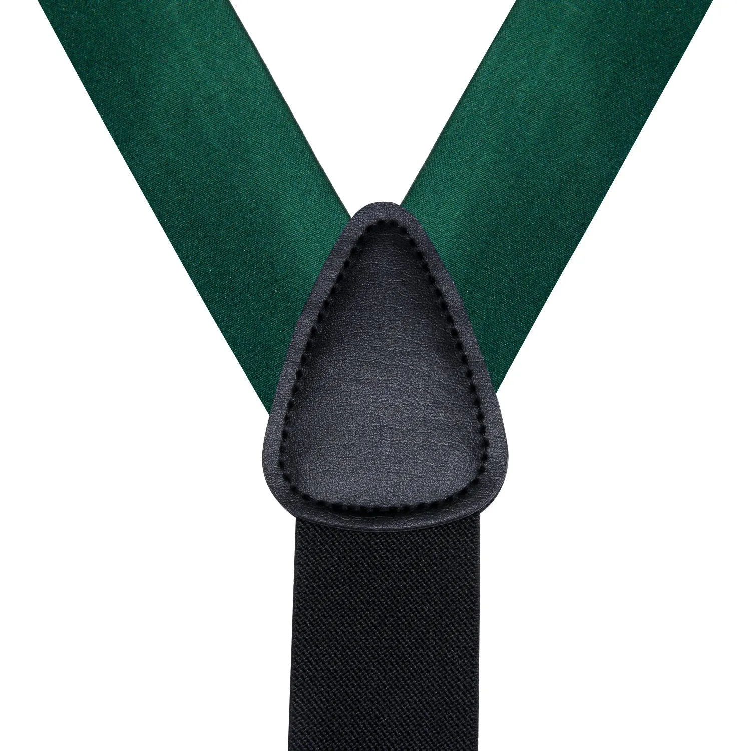 DarkGreen Solid Y Back Brace Clip-on Men's Suspender with Bow Tie Set