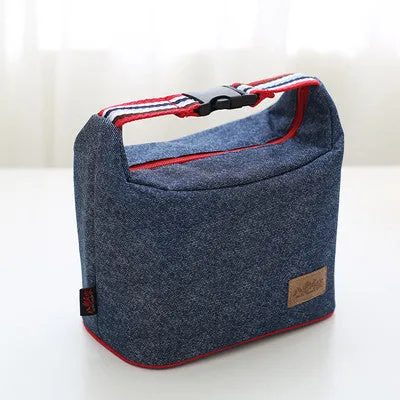 Denim Lunch Bag Kid Bento Box Insulated Pack Picnic Drink Food Thermal Ice Cooler Leisure Accessories Supplies Product