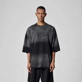 Distressed-effect Gradient Oversized Charcoal Tee