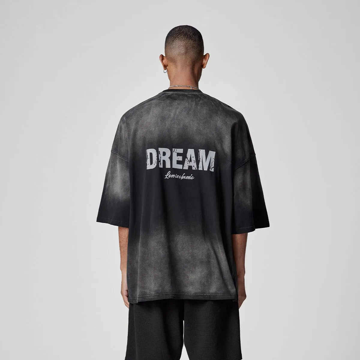 Distressed-effect Gradient Oversized Charcoal Tee