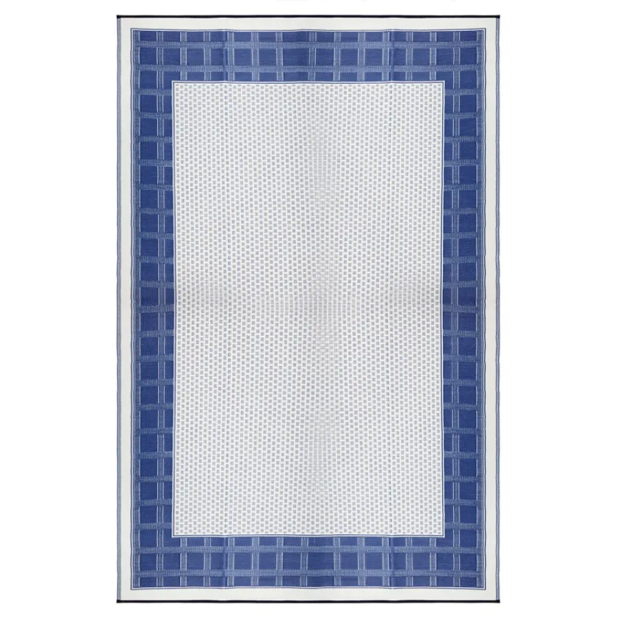 Europa Midnight Blue Geometric Reversible Large Picnic Rug