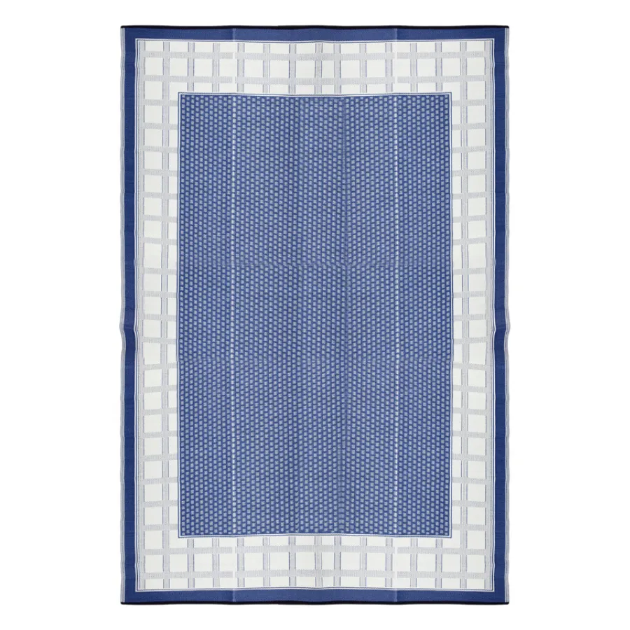 Europa Midnight Blue Geometric Reversible Large Picnic Rug