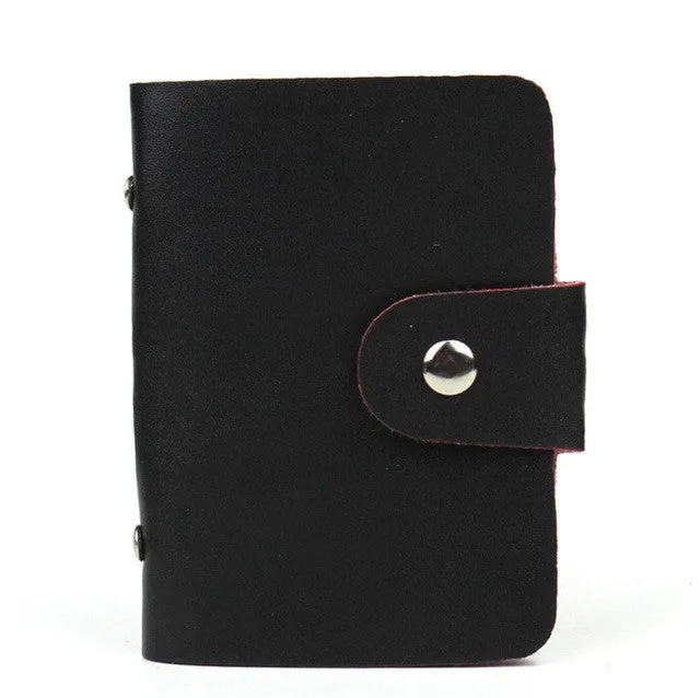 Fashion 24 Bits Useful Business Credit Card Holder PU Leather Buckle Cards Holders Organizer Manager For Women Men Free Shipping