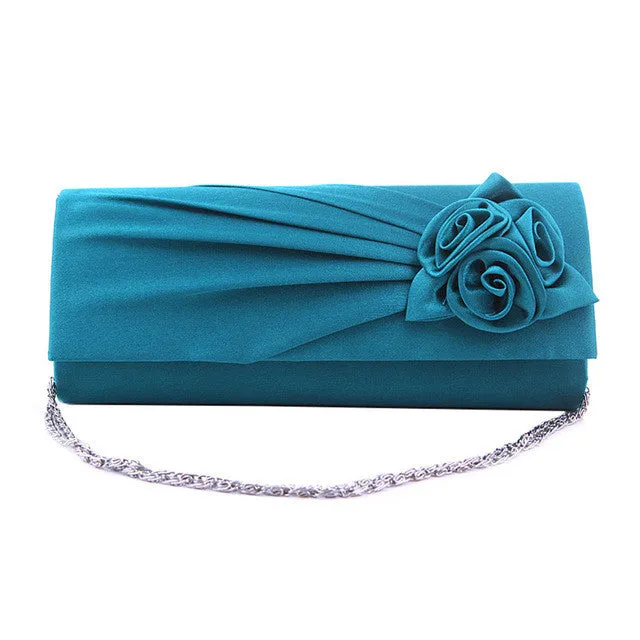 Fashion Women Evening Party Clutch Bag Purse Wallet Satin Prom Wedding Handbag with Chain LBY2017