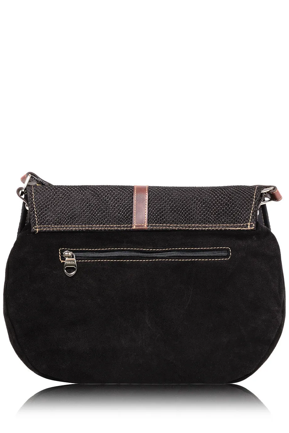 FERCHI LEIA Black Suede Shoulder Bag