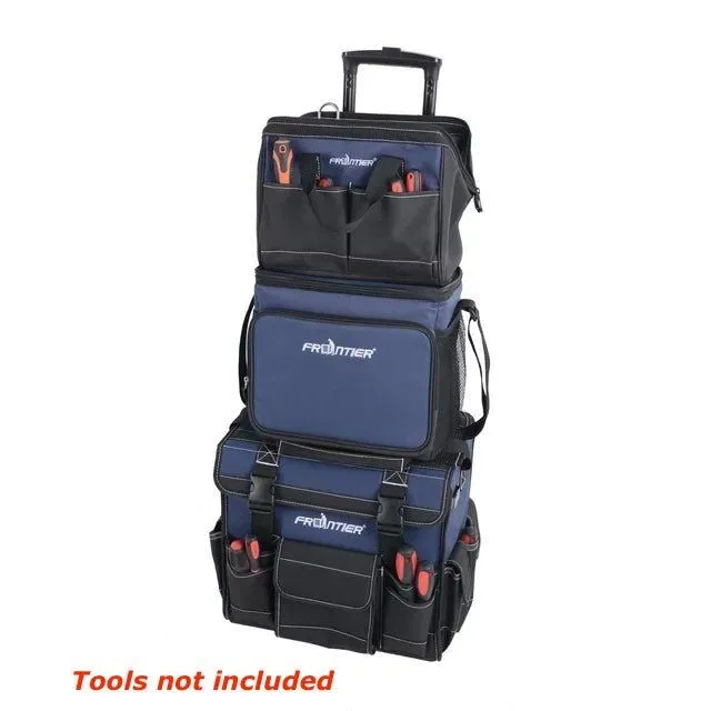 Frontier | 3-Piece Stackable Rolling Tool Bag Combo - 12 Inch Lunch Bag, 12 Inch Zipper Bag, 15 Inch Tool Bag