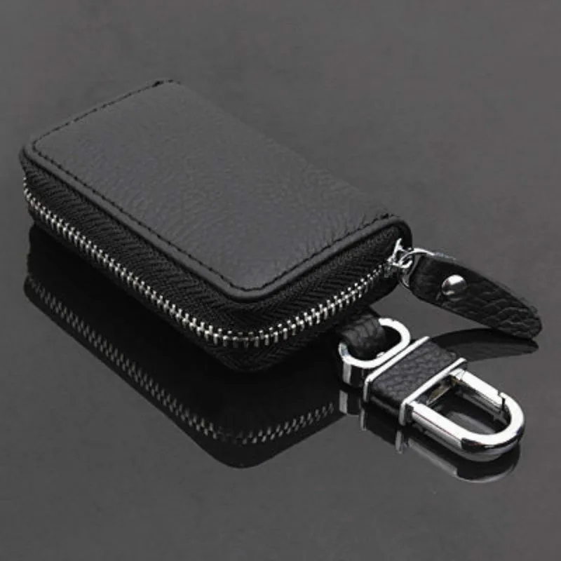 Genuine Leather Car Key Wallets Men Key Holder Housekeeper Keys Organizer Women Keychain Covers Zipper Key Case Bag Pouch Purse