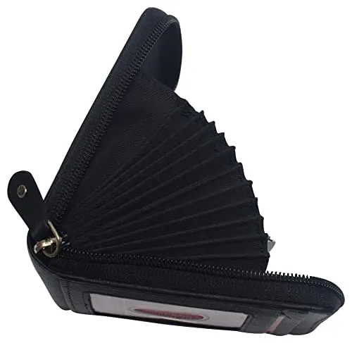 Genuine Leather Credit Card Wallet Accordion Zipper Rfid Credit Card Holder Small Coin Purse with ID Window