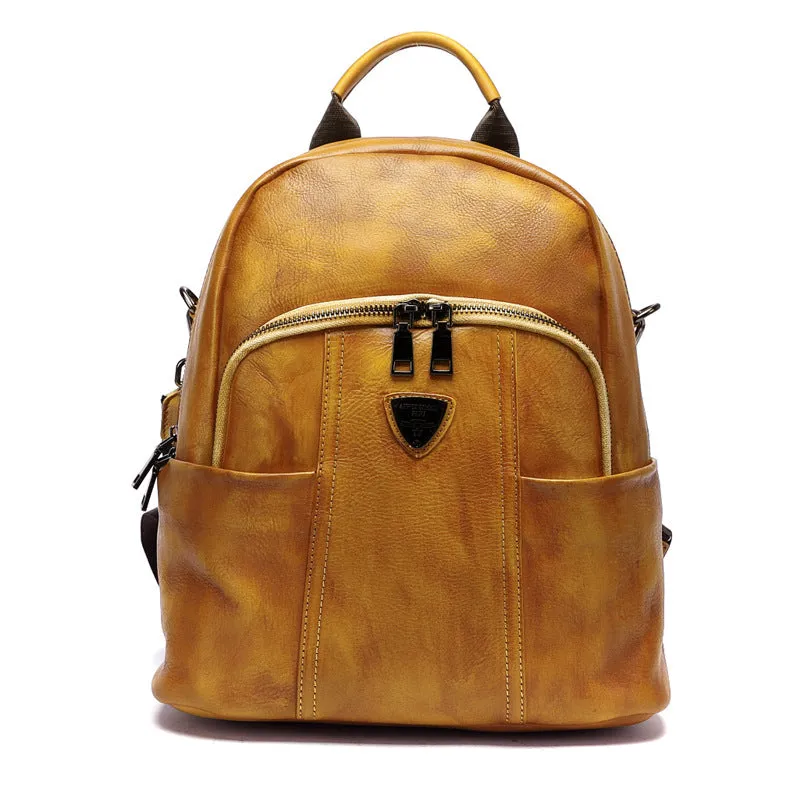 Hand Rubbing Vege Tanned Leather Backpacks for Women C302