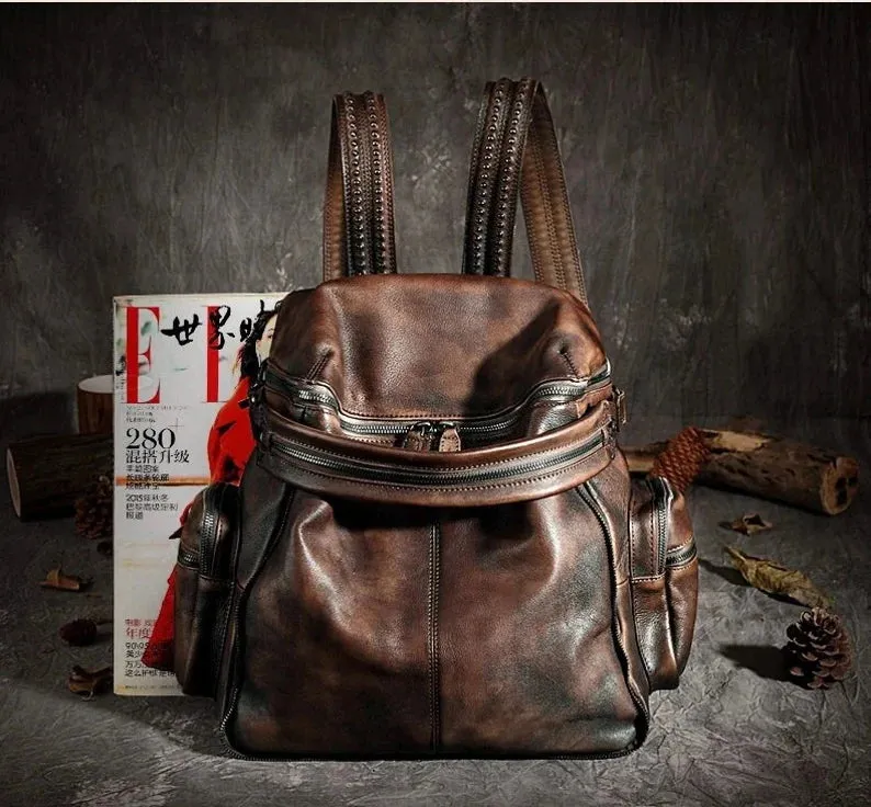 Handmade Full Grain Leather Backpack Women Backpack