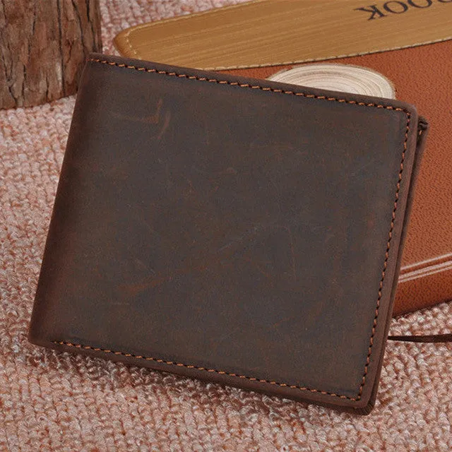 High Quality 100% Genuine Leather Wallet Men Business Credit Card Holder Fashion Retro Male Short Coin Purse Cardholder