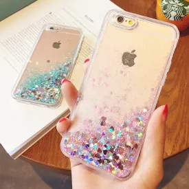 Hot Love Heart Glitter Stars Dynamic Liquid Quicksand Soft TPU Phone Back Cover Case For Iphone 6 6S 6Plus 6SPlus 7 7Plus 5 5S