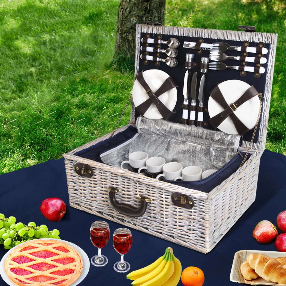 Insulated 6-Person Picnic Basket Set with Cooler Bag - Alfresco