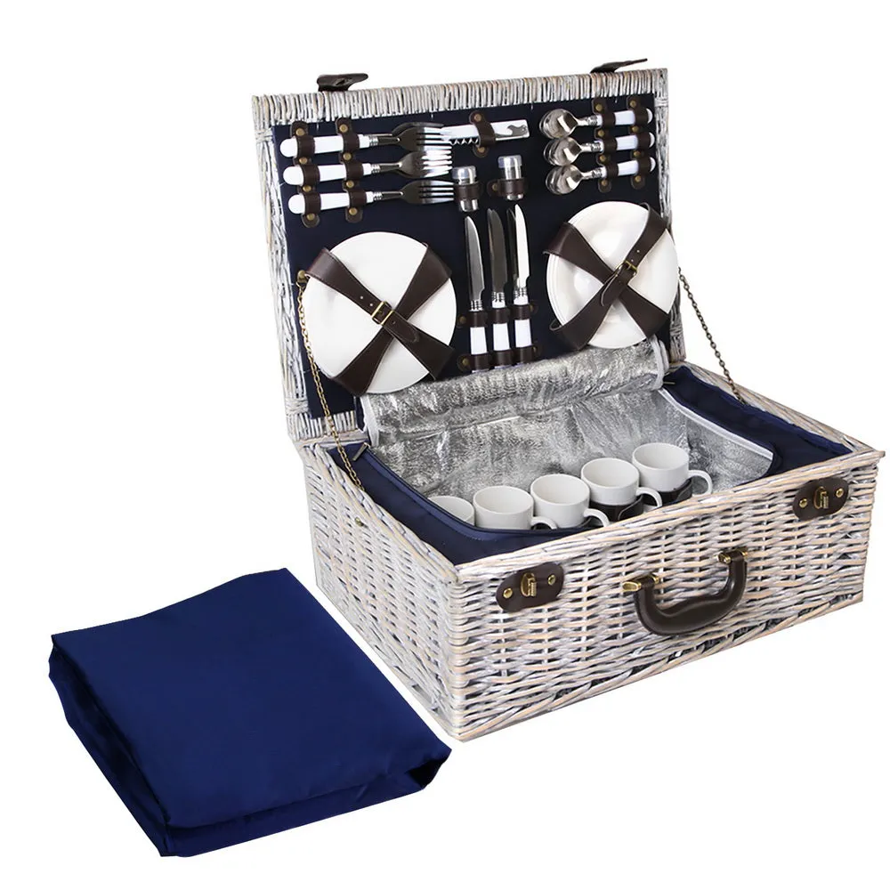 Insulated 6-Person Picnic Basket Set with Cooler Bag - Alfresco