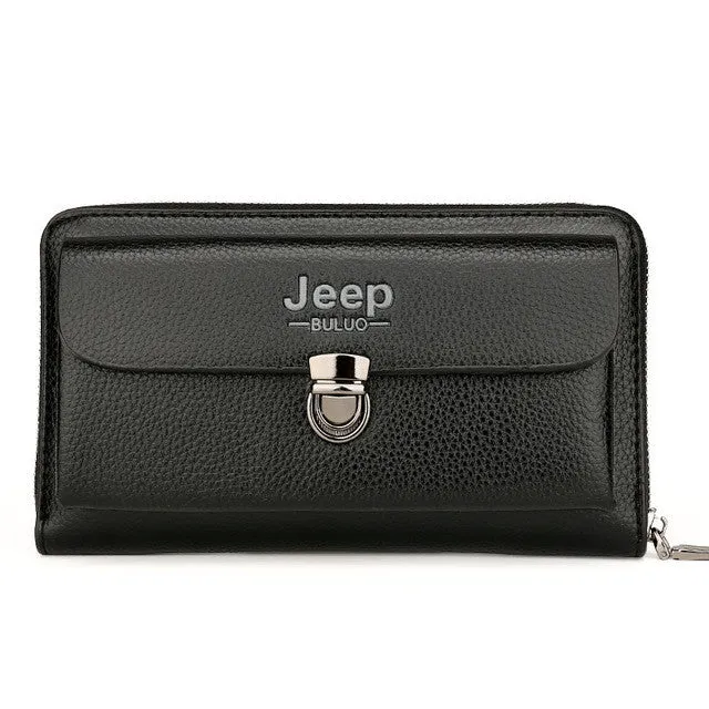 JEEP BULUO Men Wallets 2017 New Casual Wallet Men Purse Clutch Bag Microfiber Leather Wallet Long Design Handbag For Man 1688