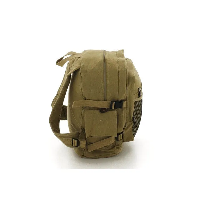 Khaki - Military Vintage Deluxe Backpack with Red China Star Emblem